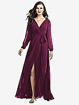 Front View Thumbnail - Ruby Long Sleeve Wrap Maxi Dress with Front Slit