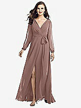 Front View Thumbnail - Sienna Long Sleeve Wrap Maxi Dress with Front Slit
