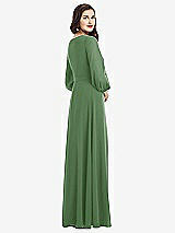 Rear View Thumbnail - Vineyard Green Long Sleeve Wrap Maxi Dress with Front Slit