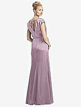 Rear View Thumbnail - Suede Rose Cap Sleeve Blouson Faux Wrap Dress