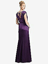 Rear View Thumbnail - African Violet Cap Sleeve Blouson Faux Wrap Dress