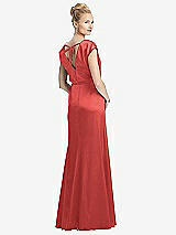 Rear View Thumbnail - Perfect Coral Cap Sleeve Blouson Faux Wrap Dress