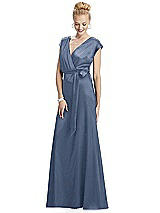 Alt View 1 Thumbnail - Larkspur Blue Cap Sleeve Blouson Faux Wrap Dress