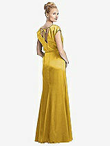 Rear View Thumbnail - Marigold Cap Sleeve Blouson Faux Wrap Dress