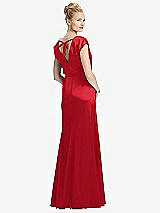 Rear View Thumbnail - Parisian Red Cap Sleeve Blouson Faux Wrap Dress