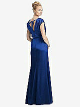 Rear View Thumbnail - Sapphire Cap Sleeve Blouson Faux Wrap Dress