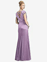 Rear View Thumbnail - Wood Violet Cap Sleeve Blouson Faux Wrap Dress