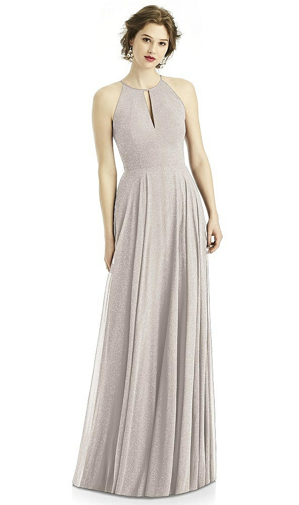 Front View - Taupe Silver After Six Shimmer Bridesmaid Dress 1502LS