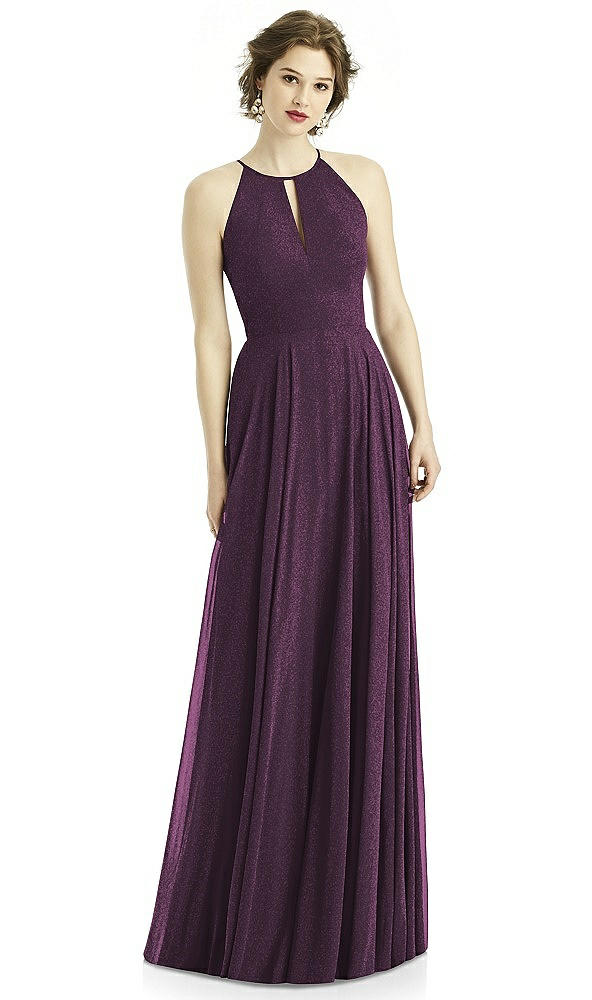 Front View - Aubergine Silver After Six Shimmer Bridesmaid Dress 1502LS