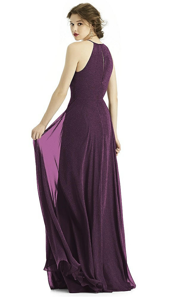 Back View - Aubergine Silver After Six Shimmer Bridesmaid Dress 1502LS