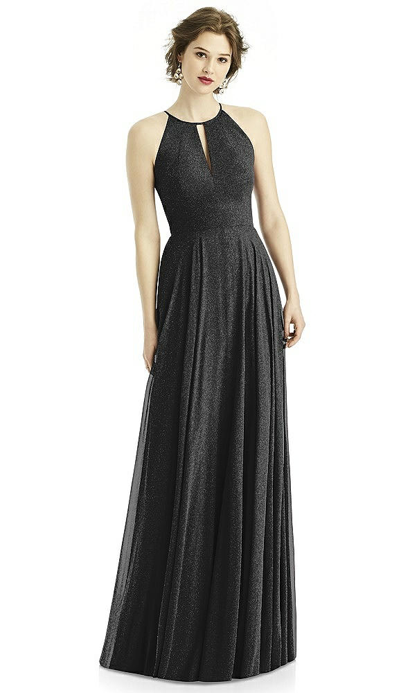 Front View - Black Silver After Six Shimmer Bridesmaid Dress 1502LS