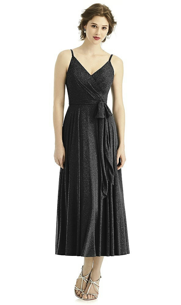 Front View - Black Silver After Six Shimmer Bridesmaid Dress 1503LS