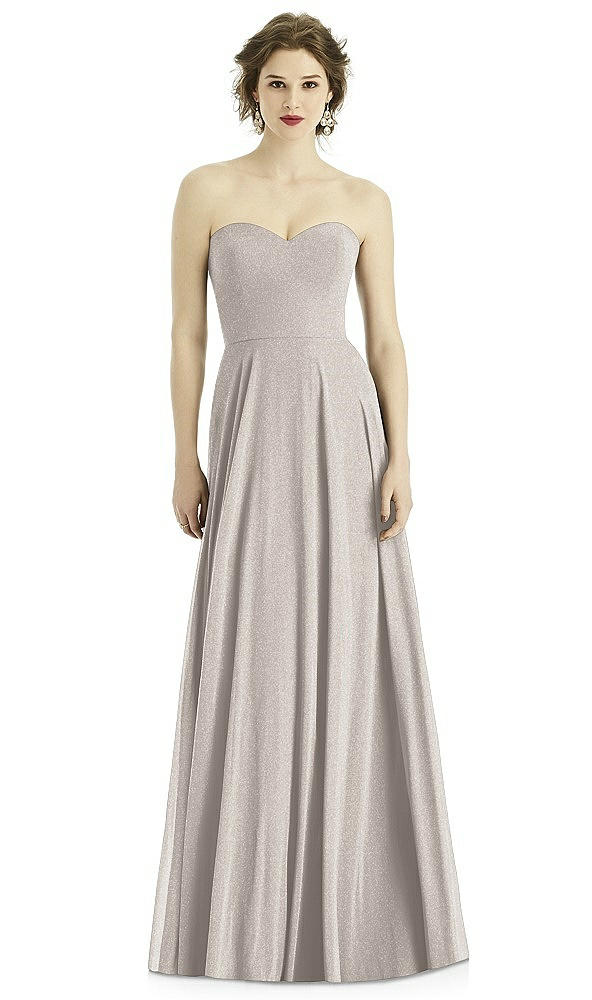 Front View - Taupe Silver After Six Shimmer Bridesmaid Dress 1504LS