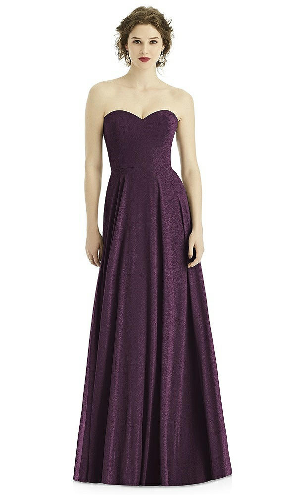 Front View - Aubergine Silver After Six Shimmer Bridesmaid Dress 1504LS