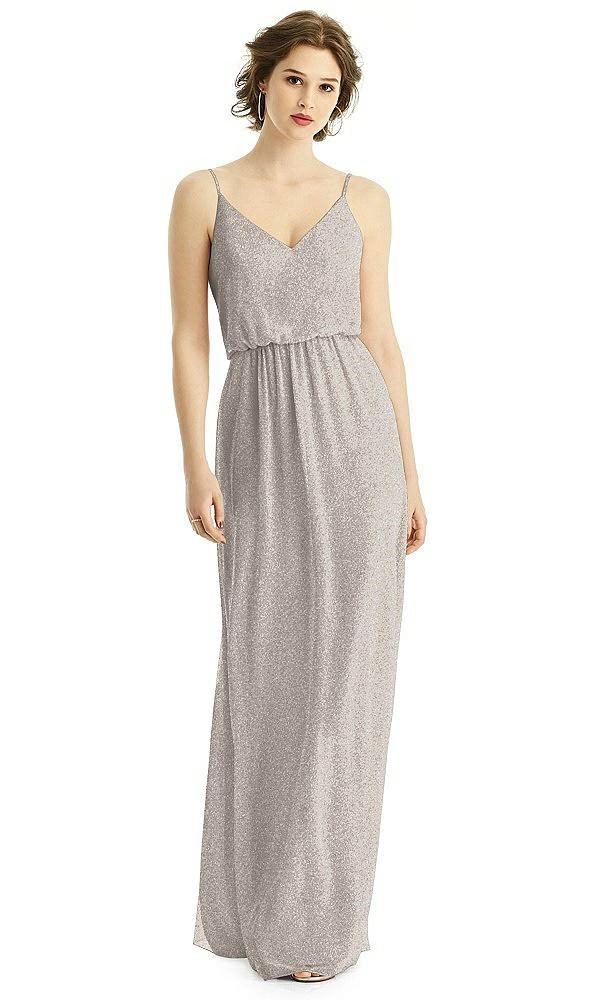 Front View - Taupe Silver After Six Shimmer Bridesmaid Dress 1505LS