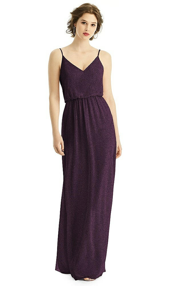 Front View - Aubergine Silver After Six Shimmer Bridesmaid Dress 1505LS