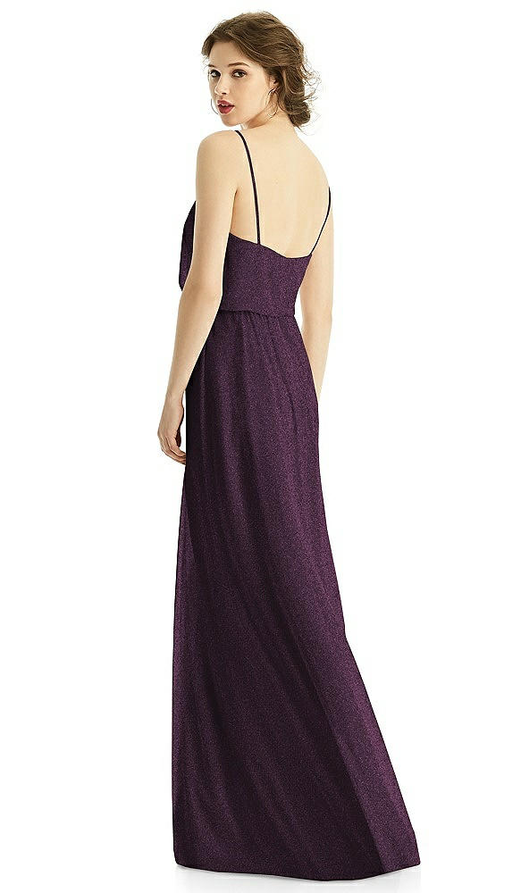 Back View - Aubergine Silver After Six Shimmer Bridesmaid Dress 1505LS