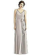 Front View Thumbnail - Taupe Silver After Six Shimmer Bridesmaid Dress 1511LS