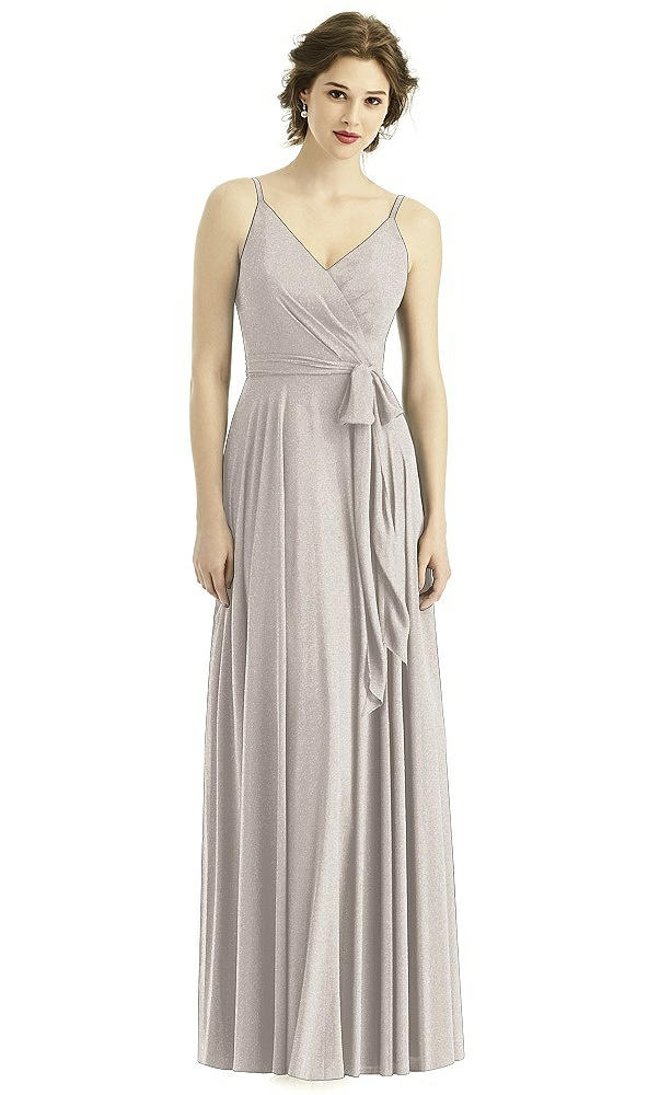 Front View - Taupe Silver After Six Shimmer Bridesmaid Dress 1511LS