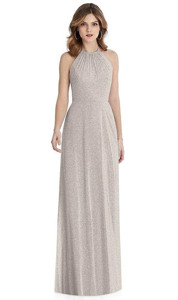 Front View - Taupe Silver After Six Shimmer Bridesmaid Dress 1515LS