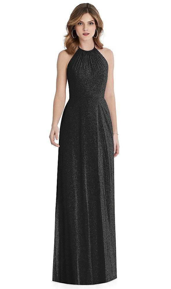 Front View - Black Silver After Six Shimmer Bridesmaid Dress 1515LS