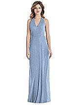 Front View Thumbnail - Cloudy Silver After Six Shimmer Bridesmaid Dress 1516LS
