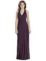 Front View Thumbnail - Aubergine Silver After Six Shimmer Bridesmaid Dress 1516LS