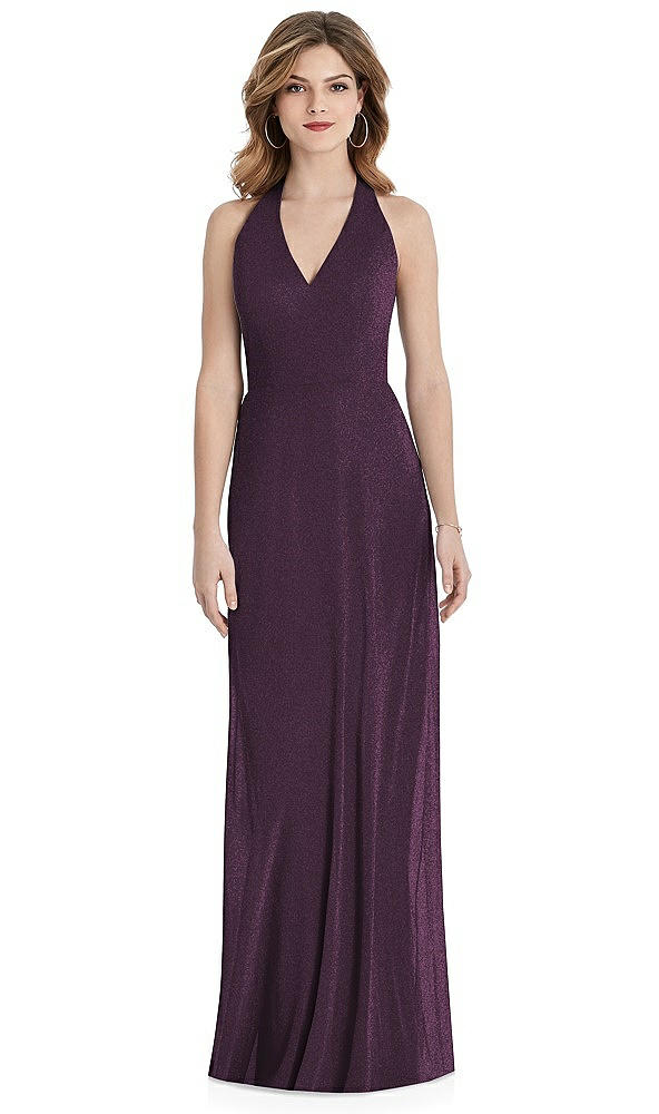 Front View - Aubergine Silver After Six Shimmer Bridesmaid Dress 1516LS