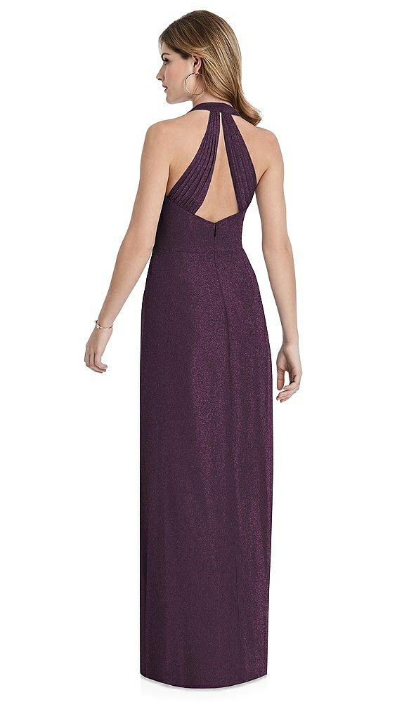 Back View - Aubergine Silver After Six Shimmer Bridesmaid Dress 1516LS