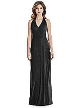 Front View Thumbnail - Black Silver After Six Shimmer Bridesmaid Dress 1516LS