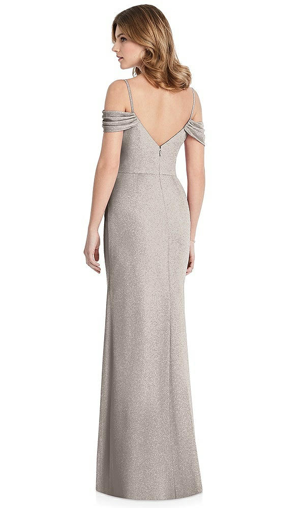 Back View - Taupe Silver After Six Shimmer Bridesmaid Dress 1517LS