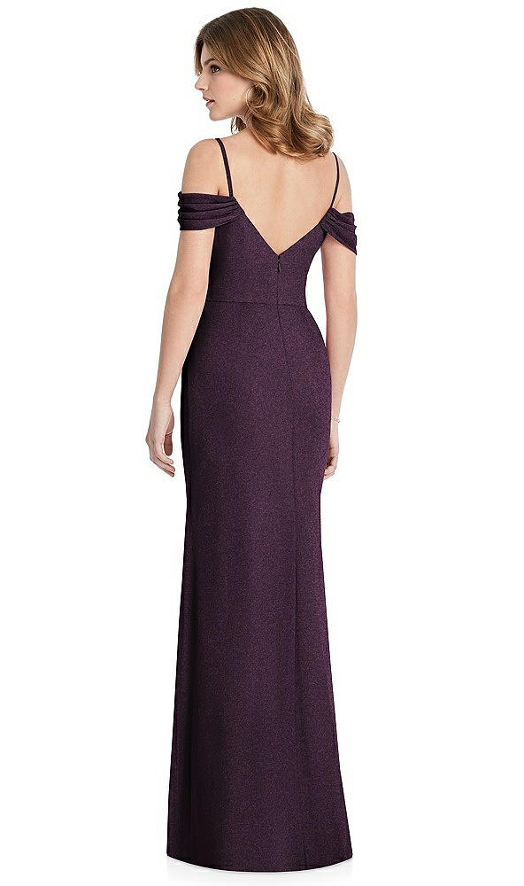 Back View - Aubergine Silver After Six Shimmer Bridesmaid Dress 1517LS