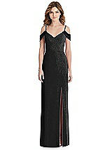 Front View Thumbnail - Black Silver After Six Shimmer Bridesmaid Dress 1517LS