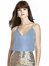 Front View Thumbnail - Cloudy Silver After Six Shimmer Bridesmaid Top T1507LS