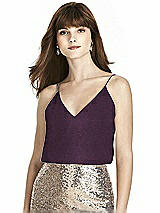 Front View Thumbnail - Aubergine Silver After Six Shimmer Bridesmaid Top T1507LS