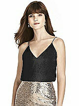 Front View Thumbnail - Black Silver After Six Shimmer Bridesmaid Top T1507LS