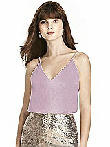 Front View Thumbnail - Suede Rose Silver After Six Shimmer Bridesmaid Top T1507LS