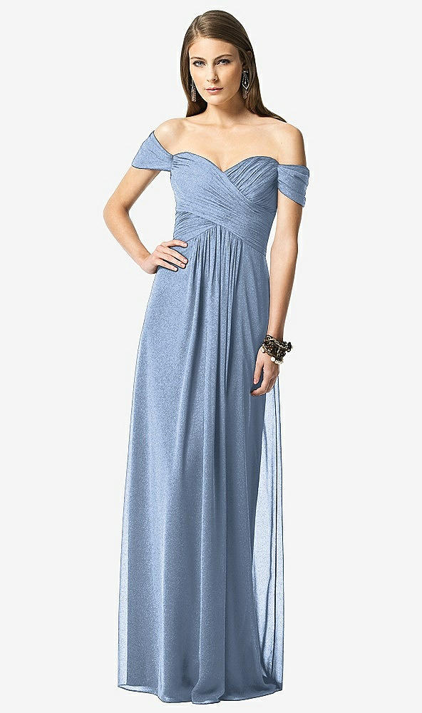 Front View - Cloudy Silver Dessy Shimmer Bridesmaid Dress 2844LS