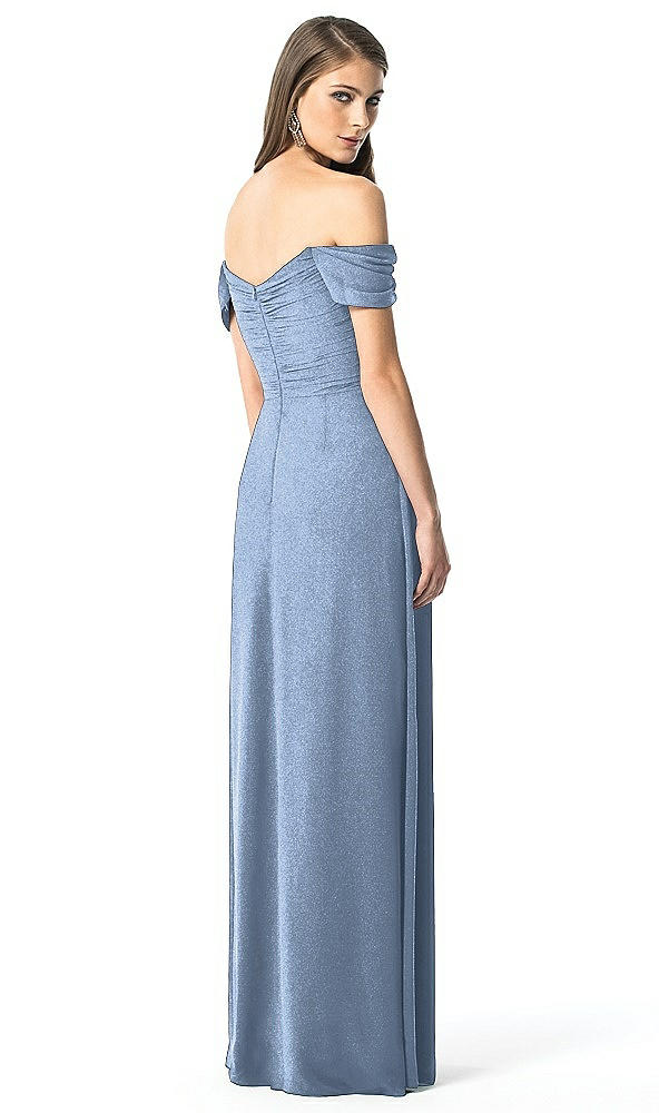 Back View - Cloudy Silver Dessy Shimmer Bridesmaid Dress 2844LS