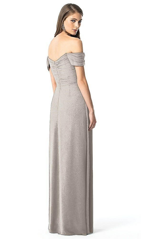 Back View - Taupe Silver Dessy Shimmer Bridesmaid Dress 2844LS