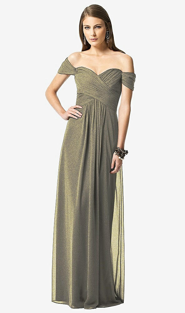 Front View - Mocha Gold Dessy Shimmer Bridesmaid Dress 2844LS