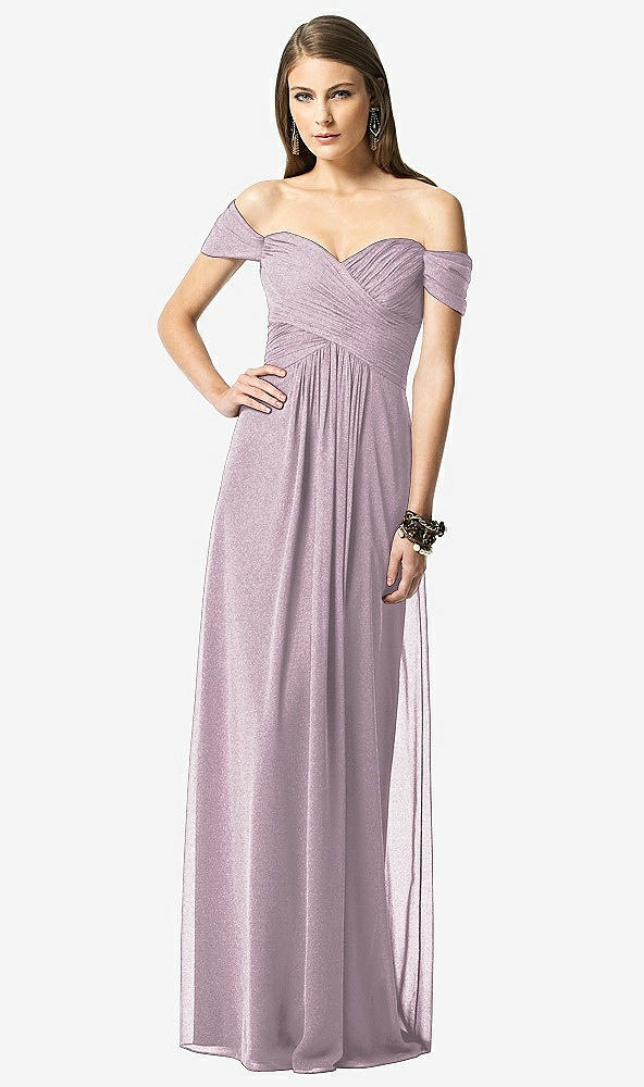 Front View - Suede Rose Silver Dessy Shimmer Bridesmaid Dress 2844LS
