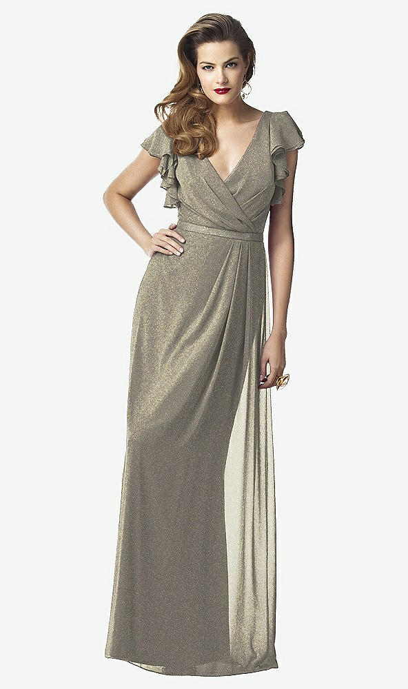 Front View - Mocha Gold Dessy Shimmer Bridesmaid Dress 2874LS