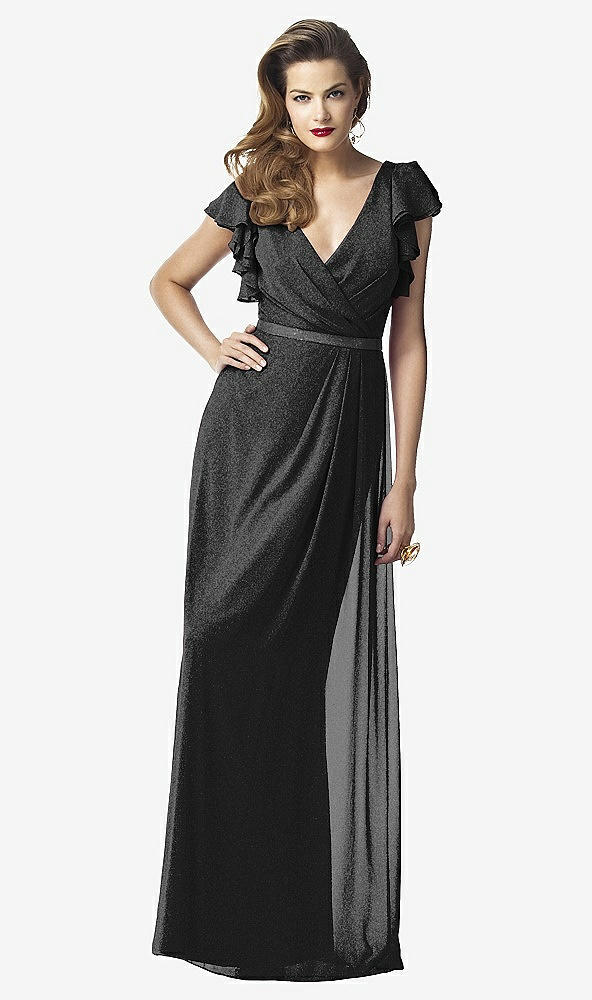 Front View - Black Silver Dessy Shimmer Bridesmaid Dress 2874LS