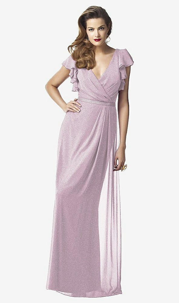 Front View - Suede Rose Silver Dessy Shimmer Bridesmaid Dress 2874LS