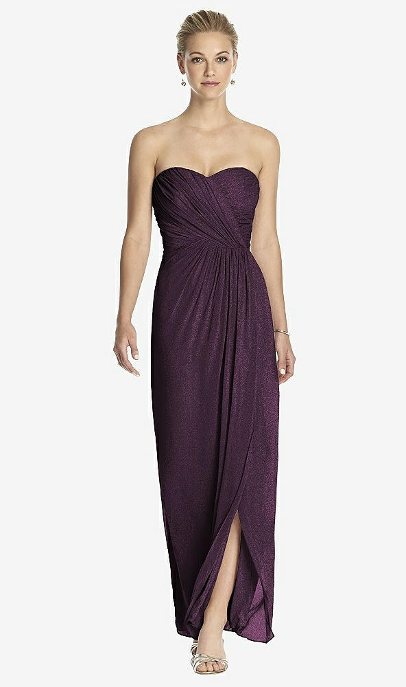 Front View - Aubergine Silver Dessy Shimmer Bridesmaid Dress 2882LS