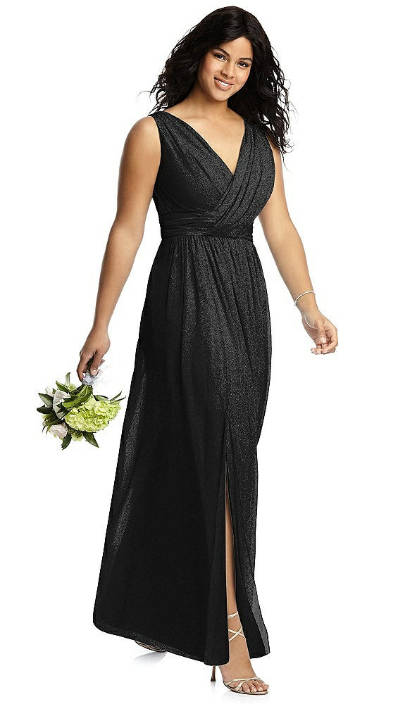 Front View - Black Silver Dessy Shimmer Bridesmaid Dress 2894LS