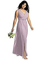 Front View Thumbnail - Suede Rose Silver Dessy Shimmer Bridesmaid Dress 2894LS