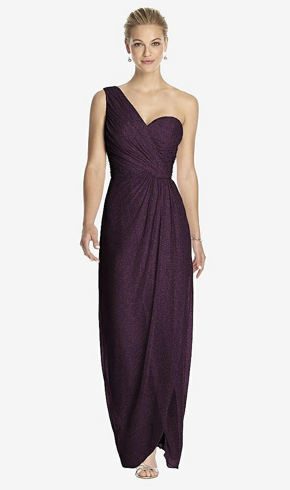Front View - Aubergine Silver Dessy Shimmer Bridesmaid Dress 2905LS