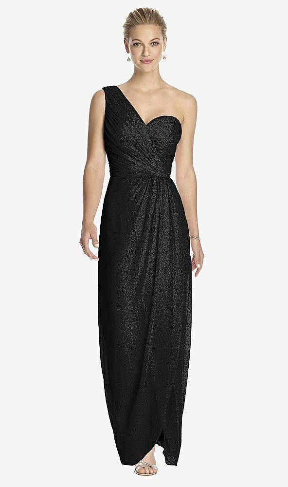 Front View - Black Silver Dessy Shimmer Bridesmaid Dress 2905LS